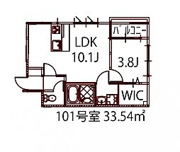 リノリノアパートメント広島エキキタ 1LDKの間取図画像