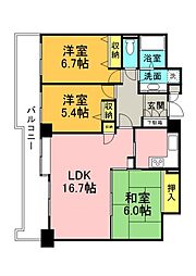 井口台パークヒルズ壱番館 3LDKの間取図画像