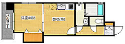 MBSBUILDING南竹屋 1DKの間取図画像