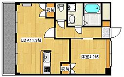 ディア・ベルジュ 1LDKの間取図画像