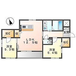ハピネス 2LDKの間取図画像
