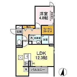 キャトルセゾン東霞 1LDKの間取図画像