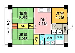 グランドハイツ山根 3DKの間取図画像