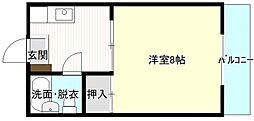 第二矢賀ハイム 1Kの間取図画像