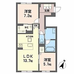 広島市安佐南区祇園7丁目マンション 2LDKの間取図画像