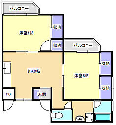 M.Rビル 2DKの間取図画像