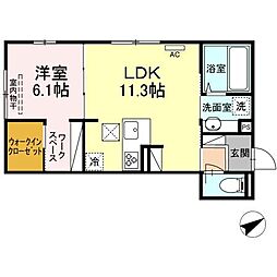 ジラソーレ中店 1LDKの間取図画像