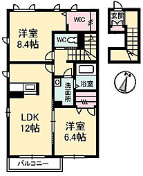 T'sハウス馬木C 2LDKの間取図画像