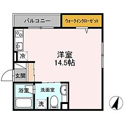 ストゥーディオ雅A ワンルームの間取図画像