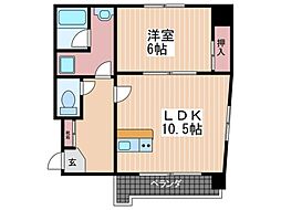 ヴィラマルミ河原町 1LDKの間取図画像