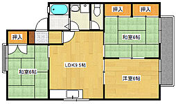 ガーデンハウス田方A棟 2階3DKの間取り