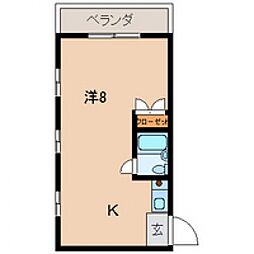 M.Kコーポ 4階1Kの間取り