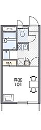 レオパレスグリーンビュー 1階1Kの間取り