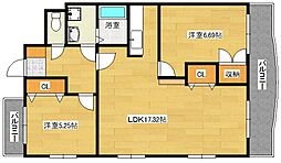 コルティーレ城山 2階2LDKの間取り