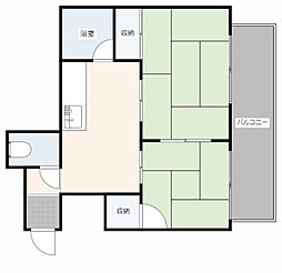 秋田マンション 3階2DKの間取り