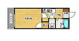 メゾン石井城 2階1Kの間取り