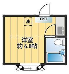 エトワール沼袋 1階ワンルームの間取り