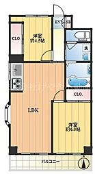高島平ユーアイビル 4階2LDKの間取り