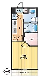 VANTAGE HASUNE 2階1Kの間取り