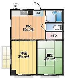 ラ,コンフォート. 2DKの間取図画像