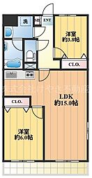 洋伸小豆沢公園マンション 2LDKの間取図画像