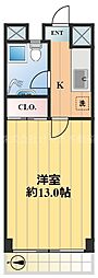 ヴィラカワイ 1Kの間取図画像