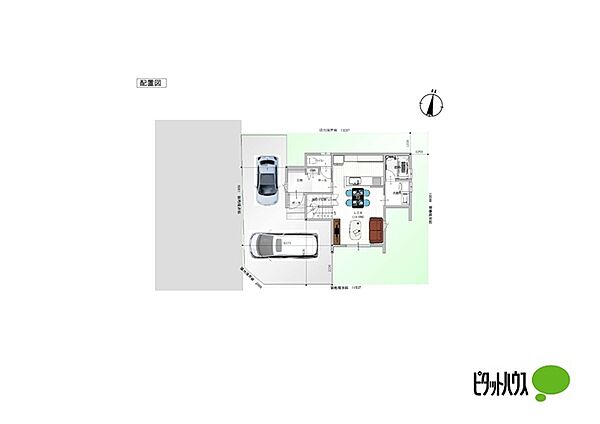配置図駐車場2台分可能！