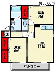 クレール塚の原 B棟 2階