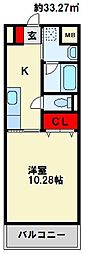 グランドツイン黒崎 1Kの間取図画像