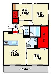 仮)D-ROOM鷹の巣2丁目 3LDKの間取図画像