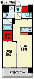 ハイネス槻田 1LDKの間取図画像