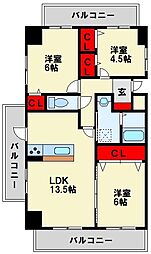 アヴァンセ陣原駅前 3LDKの間取図画像