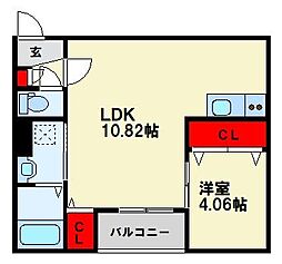 仮称)北九州市八幡西区大浦2丁目 A棟 1LDKの間取図画像