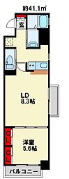 ヴァンクレスト 1LDKの間取図画像