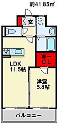ベルガ穴生 1LDKの間取図画像