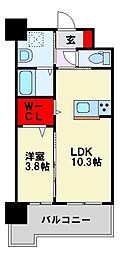 ギャラン陣原 1LDKの間取図画像