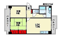 クレベール八千代 2LDKの間取図画像