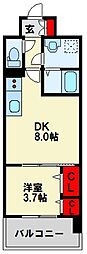 アムールガーデン陣原 1DKの間取図画像