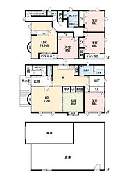 二世帯中古戸建 5LDKの間取り