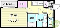 CoLaBo住吉駅前North 1Kの間取図画像