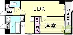 ロイヤル六甲駅前 1LDKの間取図画像