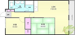 エレガント本山1 2LDKの間取図画像