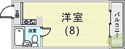 シルバーハイツ御影 ワンルームの間取図画像