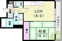 インテリアハシモトビル 1LDKの間取図画像