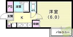 シャルムメゾン本庄 ワンルームの間取図画像