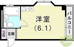 花の希ハイツ ワンルームの間取図画像