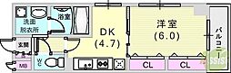 エスペランサ御影2 1DKの間取図画像