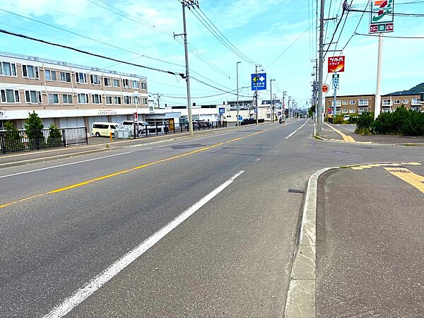 道路沿いにコンビニ、2つのドラッグストアがあります！
