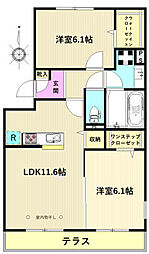 ディモーラ 2LDKの間取図画像