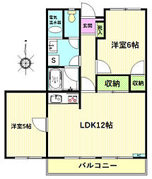 ヴィラ海老名 2LDKの間取図画像